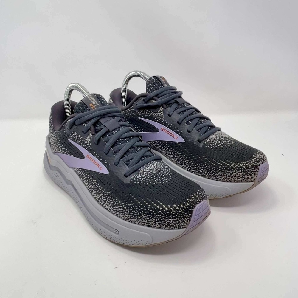 Brooks Ghost Max 2 Ebony Lilac Grey Running Shoes 1204201B005 Womens 8.5